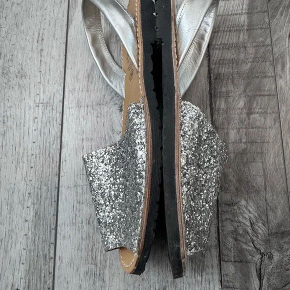 Glitter Sandals Flat Avarca Menorquina Shoe Sequins Leather Strap 39 8.5 - Picture 5 of 11